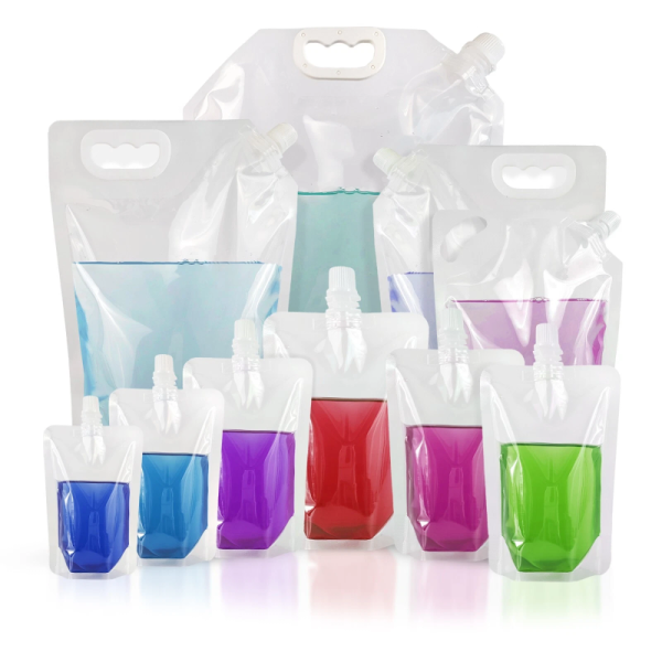 Translucent Corner Spout Bag Reusable Laundry Detergent Bag Clear Plastic Spout Pouch with Handle