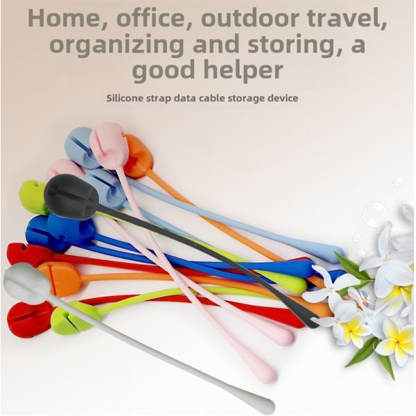 Silicone Solid Wire Bundler Buckle Desktop Strap-On Headphone Data Cable Organizer Stretch Silicone Rope Cable Ties Product