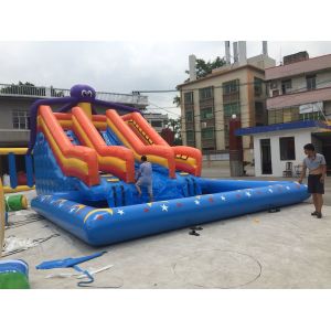 Octopus Inflatable Water Slide With Pool Amusement Park