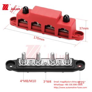 High Quanlity Red Marine Grade Bus Bar 4 Studs Junction Block With Cover M10