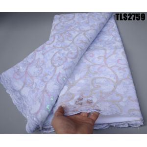 African Sequins Lace Fabric Multi color Net Embroidery Tulle Lace Fabric For