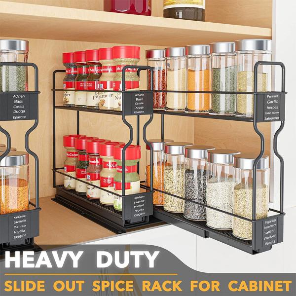 Efficiently Organize Your Bathroom with 2 Layers Sliding Pull Out Spice Rack Organizer