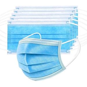 Disposable Blue Face Mask, Soft On Skin, Pack Of 3-Ply Masks Facial Cover