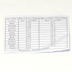 Fiber Optic LC UPC Pigtail 12 Core MM 50/125 OM3 OM4 LSZH