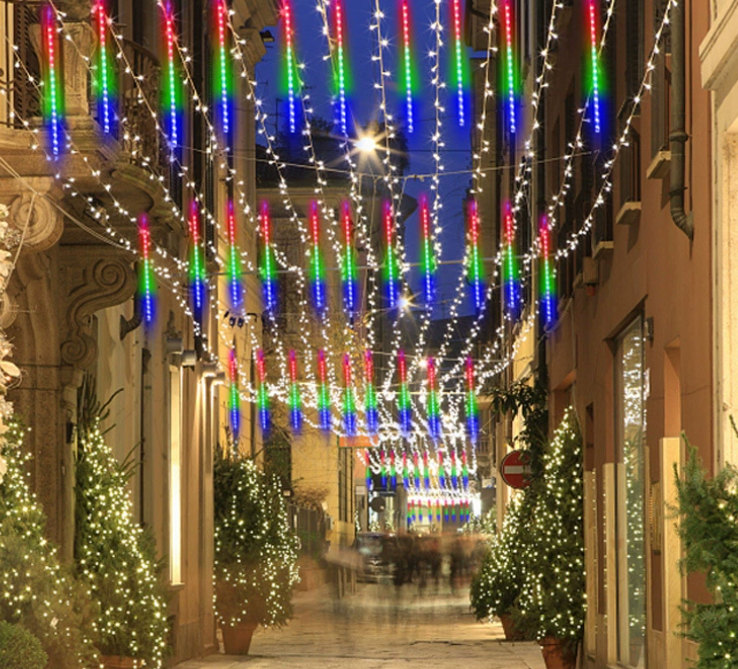 Dynamic Meteor Shower, LED Meteor String Lights Outdoor Garden Holiday