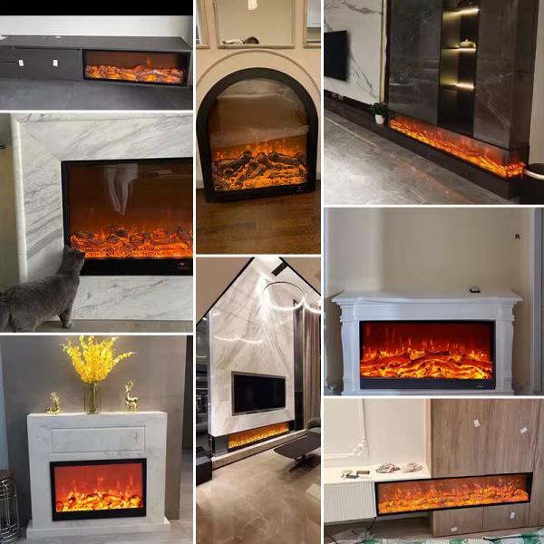 Adjustable Thermostat Built-In Humidifier 3D Atomized Fireplace With Artificial Flame