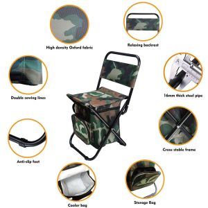 Lightweight Folding Backrest Stool Portable Camouflage Beach Seat Chair with Bag