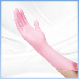 Convenient 9 Inches Pink Synthetic Nitrile Gloves 100 Pcs/ Box
