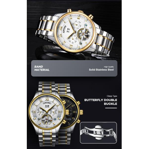 KINYUED Brand Two-Tone Gold Silver Case Automatic Movement Solid Stainless Steel Strap Waterproof Mechanical relojes