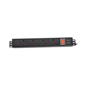 4 Way UK Type PDU Extension Socket With On/Off Switch, Surge