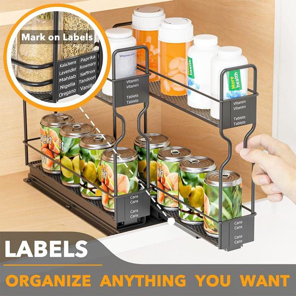 Efficiently Organize Your Bathroom with 2 Layers Sliding Pull Out Spice Rack Organizer