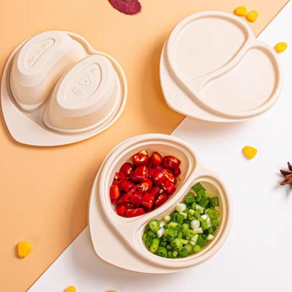 2 Compartment Biodegradable Lunch Box Corn Starch Customized With Lid