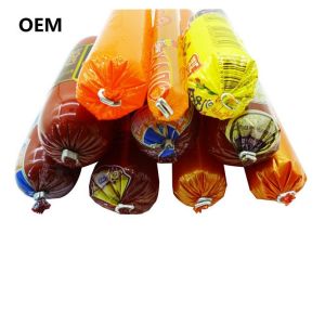 Factory direct sausage packaging materials Yellow and red custom plastic sausage