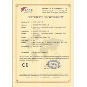 SHENZHEN MJK ELECTRONICS CO.,LIMTED Certifications
