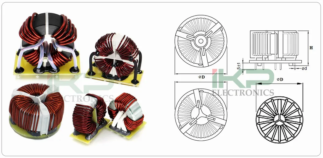 Vertical Mn-Zn Ferrite Toroidal Core 3 Phase Common Mode Choke Coil