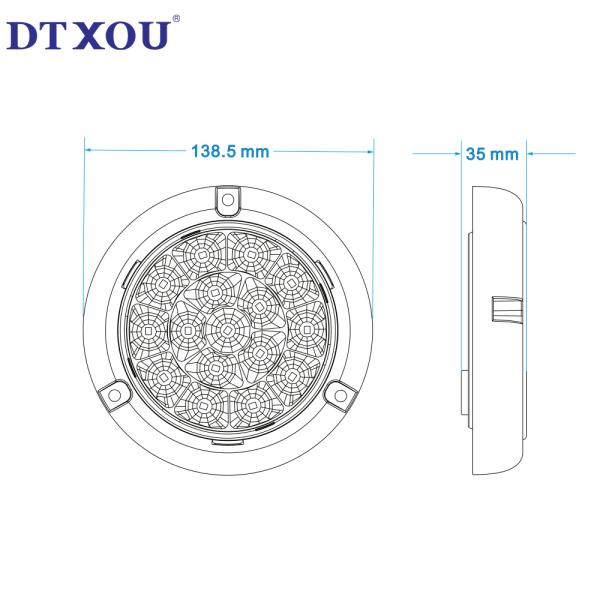 Blue round taillight LED 12V 24V