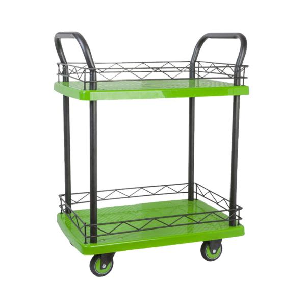 Double Handrail Guardrails 2 Tier Rolling Cart Silent With wear resistant