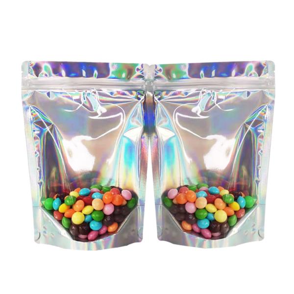 5x7 Inch Ziplock Heat Sealable Holographic Resealable Stand Up Pouches for