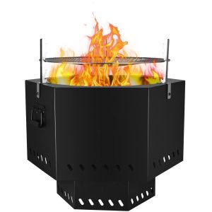 20.39" L×12.01'' H Portable Smokeless Fire Pit For Outdoor Campfire Flame