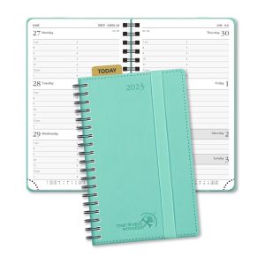 Green Color Pocket Size Custom Agenda 2023 Weekly Planner Poprun Ivory Paper
