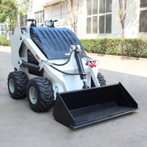 Mini Skid Steer Wheel Loader Stand on Compact Skidsteer for Construction Works