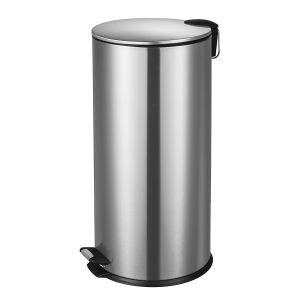 30L Soft Close Round Armor Pedal Trash Bin For Bathroom Waste Management