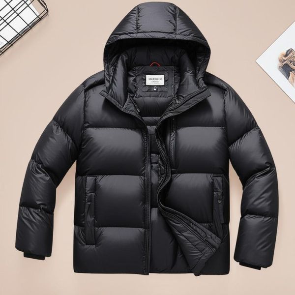 Winter Mens Down Coat Featuring Zipper Pocket Durable Polyester Outer Fabric