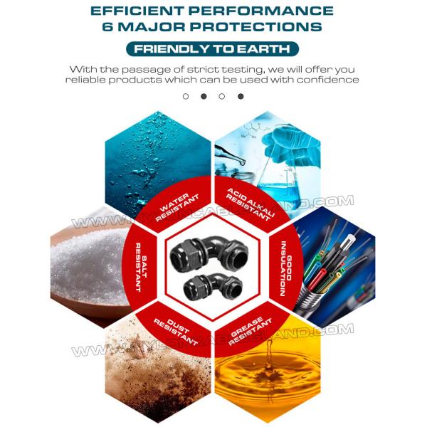 90° Elbow Hermetic Cable Glands, IP68 Waterproof Right Angled Electrical Cable Connector Glands with PG & Metric Threads