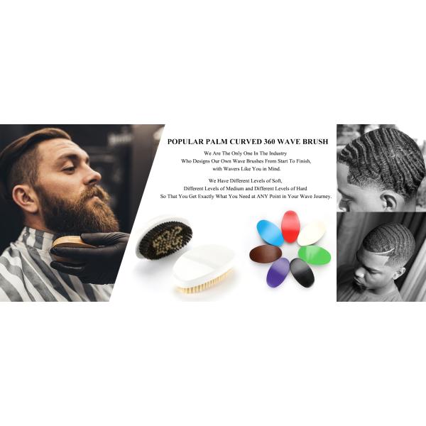 Abeis Blue Wave Brush Soft Medium Boar Bristle For Hair Beard Mustache Grooming