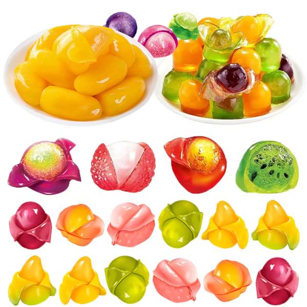 Flavored Peeled Soft Fruit Candy Sweets Centre Filled Bonbons