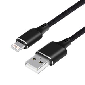 Black Nylon Braid Micro USB Data Cable USB Charging Cable For Computer, Mobile
