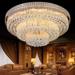 China Crystal Led Modern Lighting Round Hanging Chandelier Pendant Lights on sale