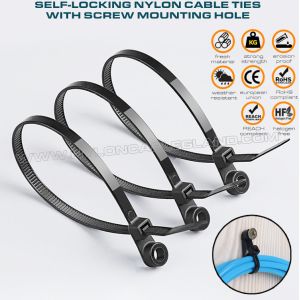 China Mountable Head Nylon 6.6 Cable Tie 300mm x 7.6, Plastic Cable Tie 120 lbs with Screw Hole for Indoor & Outdoor on sale