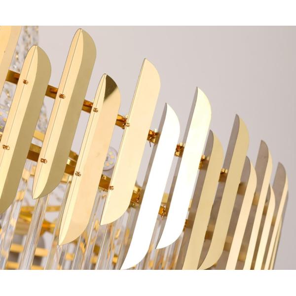 E12 Rustproof Modern Crystal Lobby Chandelier Brushed Gold Dining Room Chandelier ISO9001