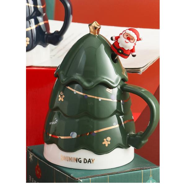 Christmas tree creative water sublimation cup ceramic mug coffee high-value couple sublimation cup