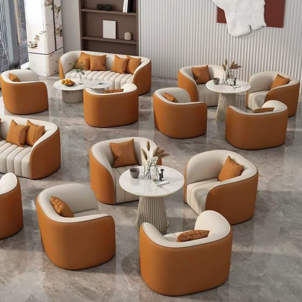 Modern Hotel Lobby Furniture Sectional Sofa and table set For Reception And Negotiation Area