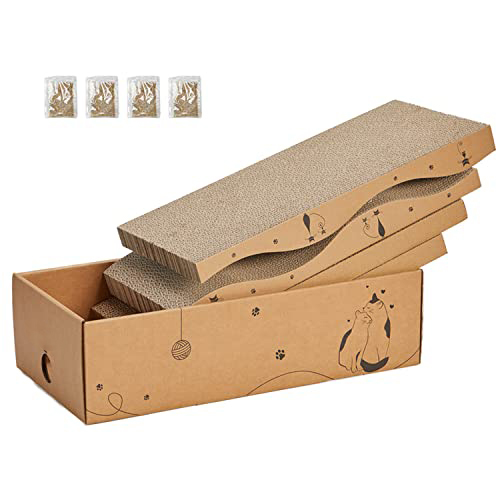 Quality Cat Scratcher Cardboard Scratch Pad Box for Indoor Cats,5pcs Scratching Board Bed Reversible Durable,with Catnip for sale