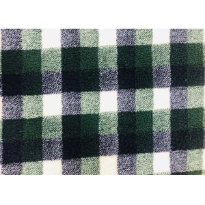 Comfortable Sherpa Blanket Material Green Plaid 340GSM 100% Polyester