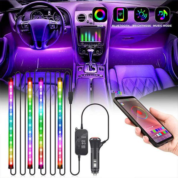 Led Car Atmosphere Light Wireless Blue Tooth Music APP Control Led Car Ambient