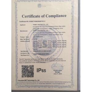 Toseo Lighting Co., Ltd. Certifications