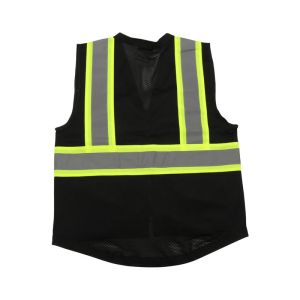 Mesh Design Black Reflective Safety Vests With Zipper Closure Option