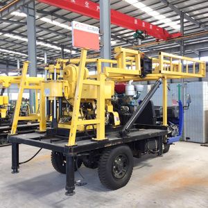 Tricycle Mounted Water Well Drilling Machine 200m with DTH Air Compressor Hammer