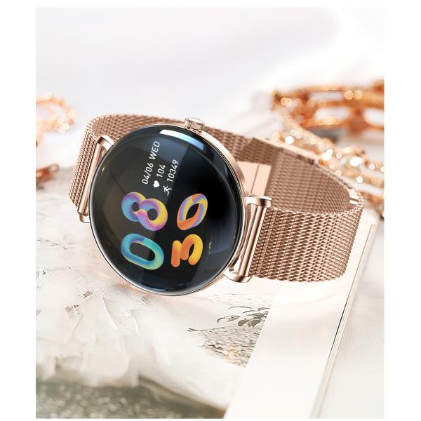V85 Fashion Ladies Smart Watch Slim AMOLED Screen BT Call Monitor Wristwatch Fitness Tracker