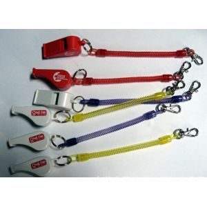 Wholesale New Style Slim Expanding Safety Lanyard Spring Coil Cable w/Snap Hook&amp;Plastic Whistle Alert Key Chain from china suppliers