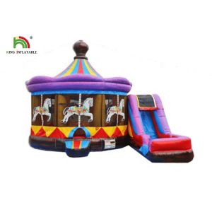 Wholesale 8x6m Purple Carousel Inflatable Fun Commercial Bounce Houses With Slide For Kids from china suppliers