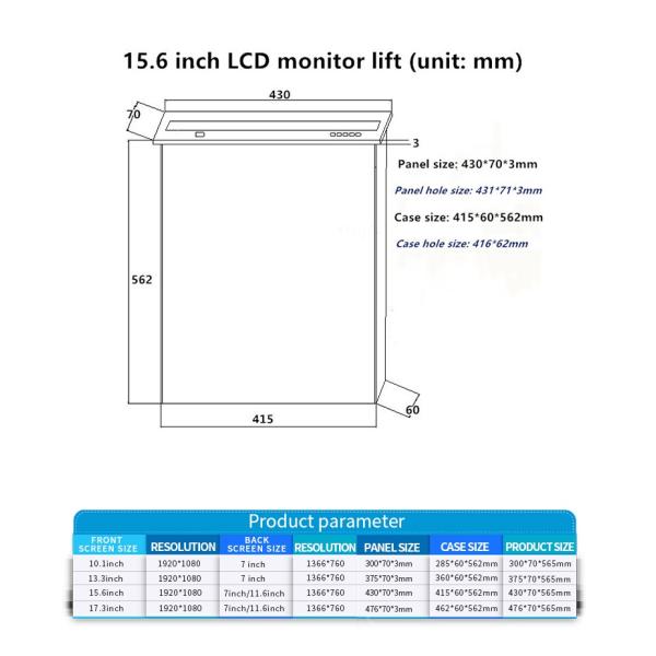 Meeting Room Motorized Computer Monitor Lift Vertical Hidden LCD Customized