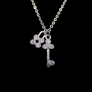 Dancing Pendant Sterling Silver Cubic Zirconia Necklace With Red Point Round