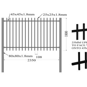 1800mm High X 2400mm Wide Two Rails*40X40X2.0 Upright*25X25X1.6 Powder Coated