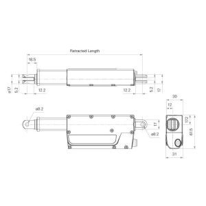 Slim Electric Linear Actuator High Force 2000N IP66 For Window Blinds