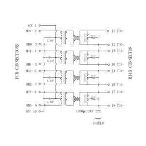 MOX-RJ45-1840 | LPJG0833G4NL 10Position Gigabit Rj45 Jack w/LED